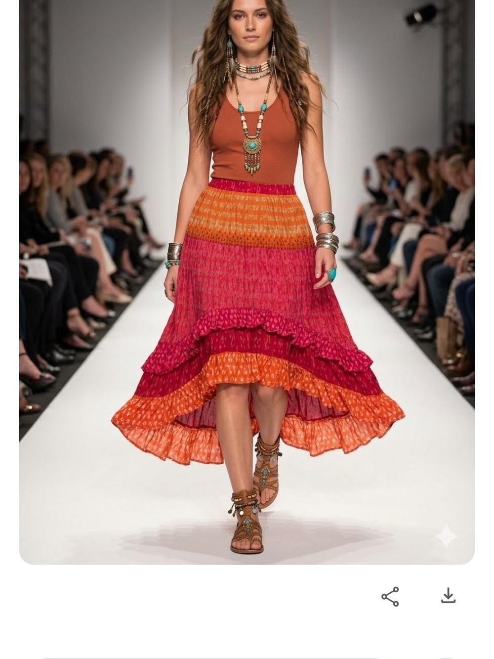 #9 Tantrums Tiered High-Low Skirt in Pink & Orange